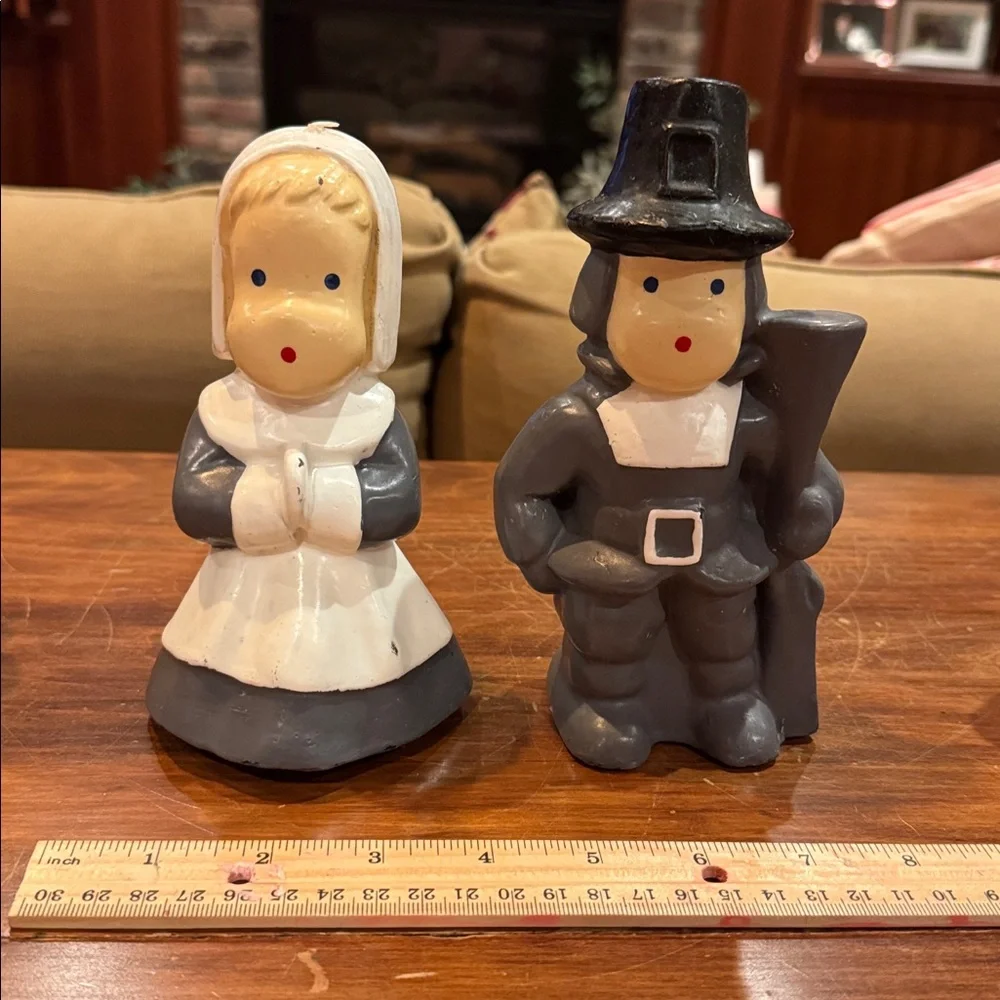 New Rare Gurley Vintage Pilgrim Candle Set of 4  MCM Not Burned Thanksgiving